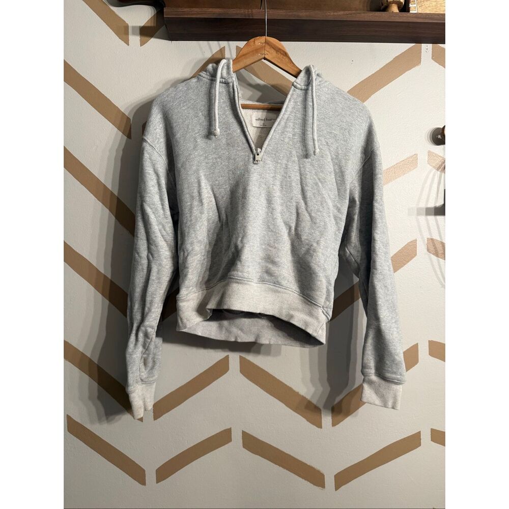 Wilfred Free Light Gray Organic Cotton Half-Zip Pullover Hoodie Size 2XS